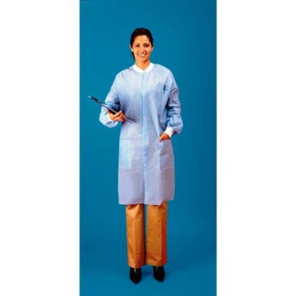 Keystone Safety SMS Lab Coat, 3 Pockets, Knit Wrists, Snap Front, Knit Collar, White, 3XL, 30/Case LC3-WK-SMS-3XL